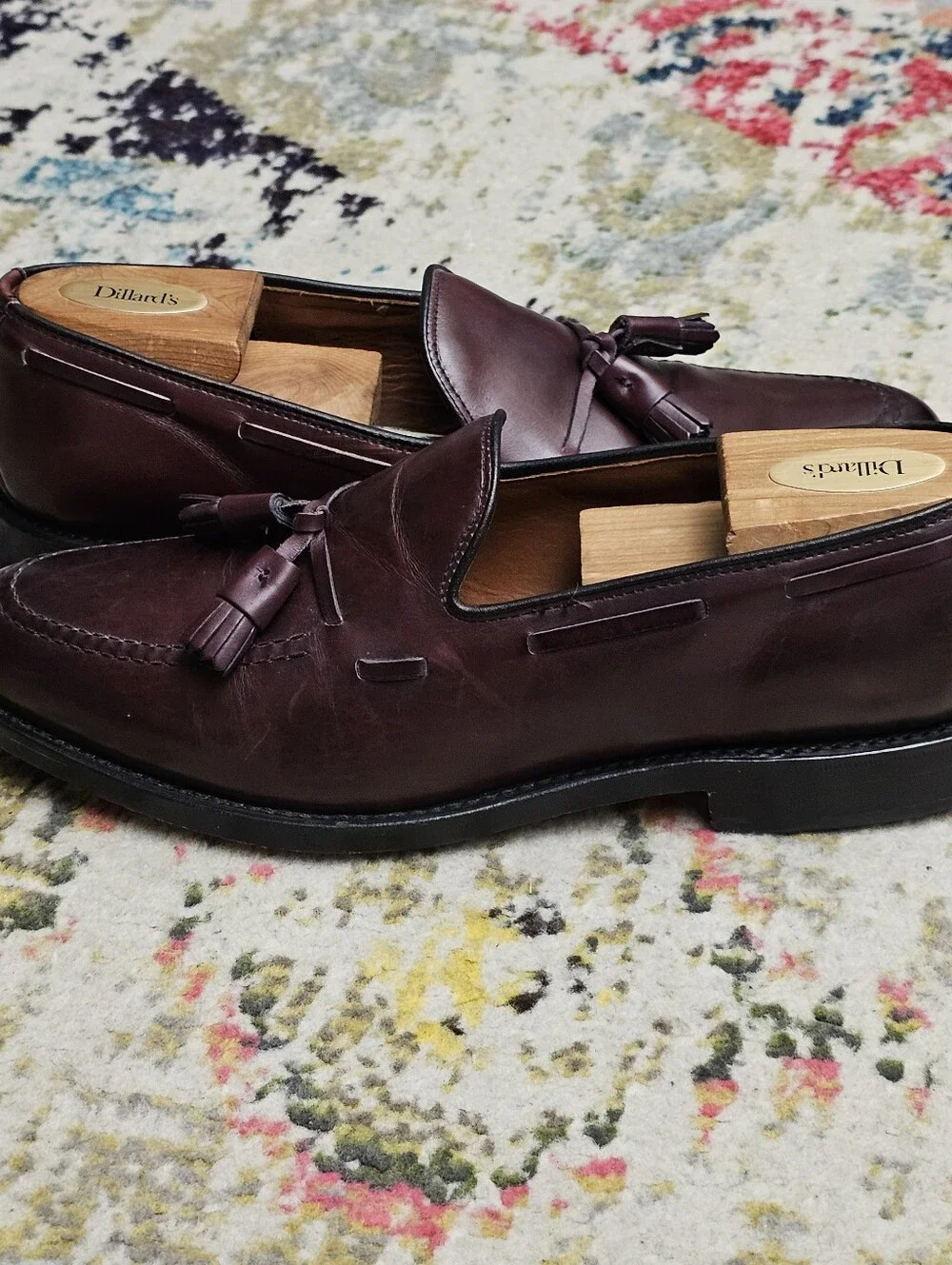 Allen Edmonds Grayson Tassel Loafers Men's Dress Shoes 8.5 D Burgundy Oxblood